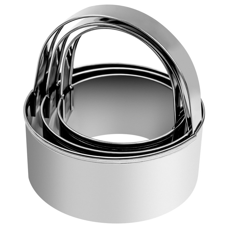 Stainless Steel Round Cookie Cutters with Handle, Set of 3 (Size: 2.25″, 2.75…