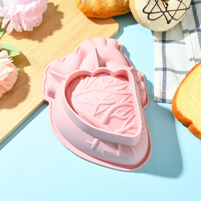 1x Silicone Heart Shaped Mold Pink for Baking Cake Candy Chocolate Mold Decor gallery
