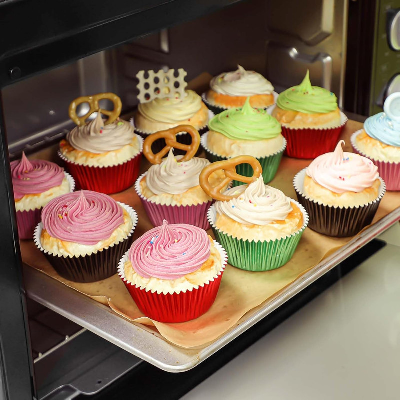 Caperci Pink Foil Cupcake Muffin Liners Standard Size Baking Cups 150-Pack - Pre gallery