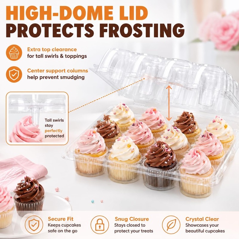 48 Pack 12-Compartment Mini Cupcake Containers, 12 Count Clear Plastic Cupcak... gallery