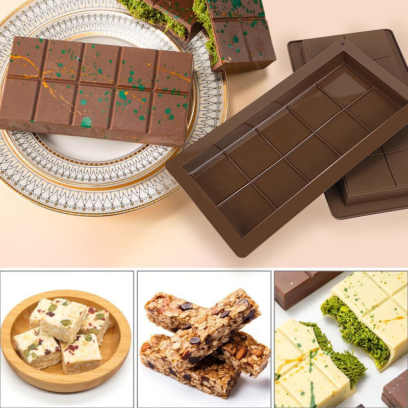 2 PCS Chocolate Bar Mold Deep Dubai with Scraper, Thick Large Silicone Chocolate gallery