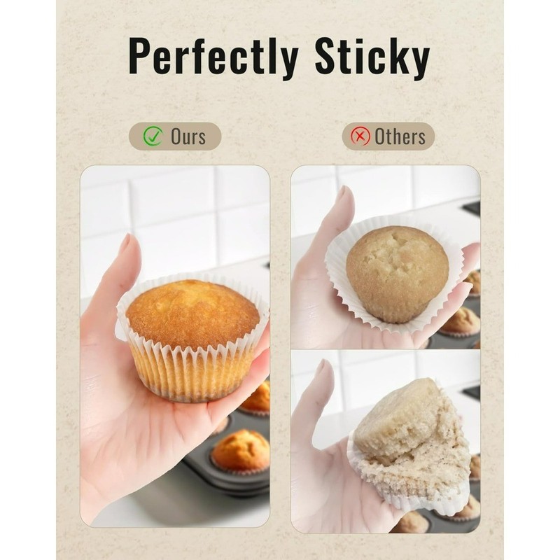 Standard White Cupcake Liners Baking Natural Muffin Liners Non-Stick Non-Slip gallery
