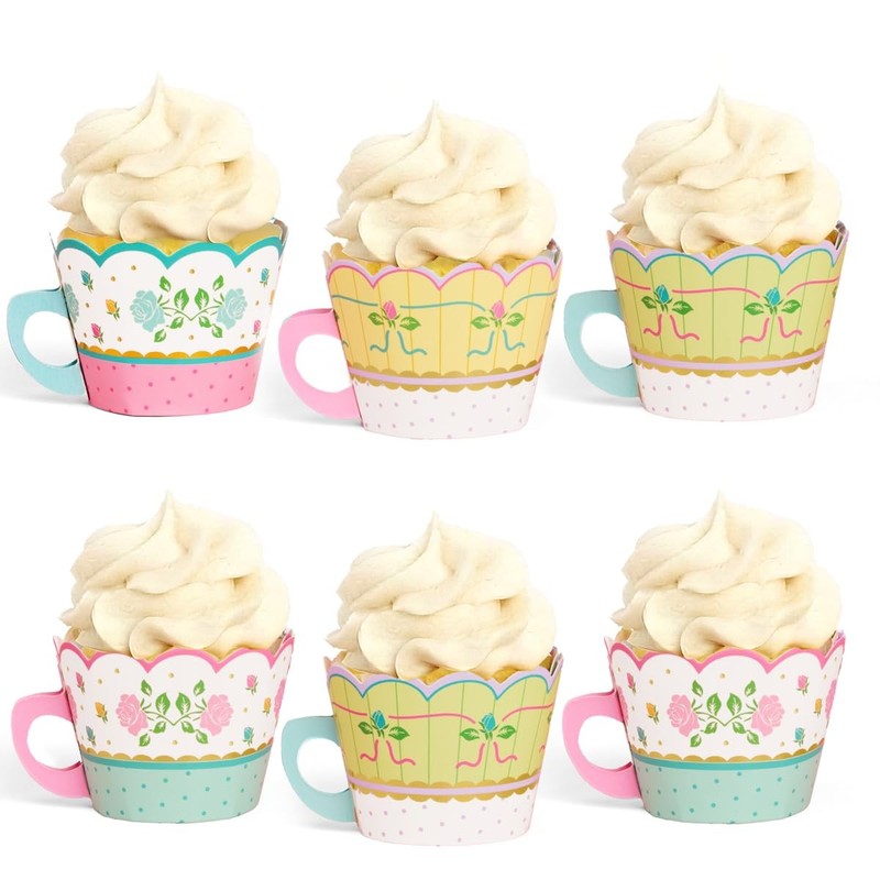 , Tea Party Cupcake Wrappers – 24 Pc Set | Garden Party, Birthday Decorations…