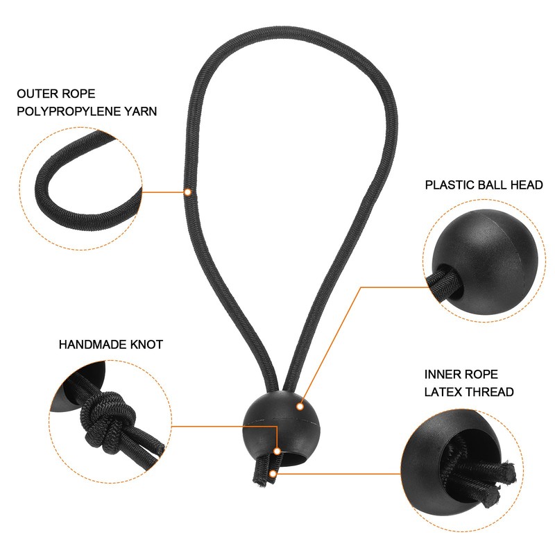 20Pcs Ball Bungee Cords 6" Heavy Duty Bungee Cord Balls for Tent Holding, Black gallery