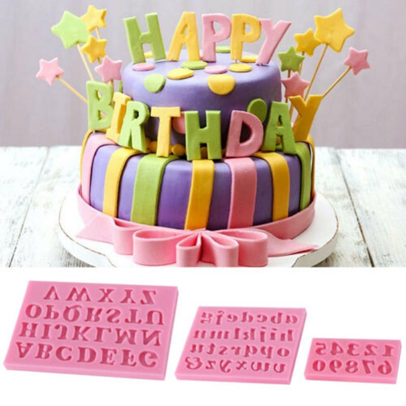 Fondant Alphabet 3Pcs Silicone Mold Mould DIY Birthday Craft Decor Number Cake gallery