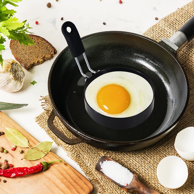 3.5" Egg Rings with Silicone Handle Stainless Steel Nonstick Cooking Mold gallery