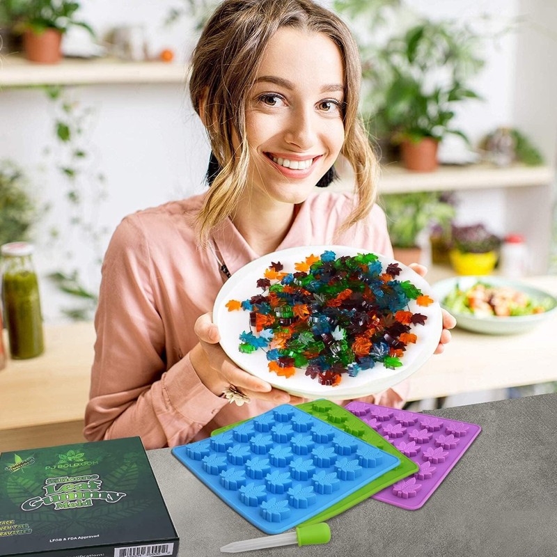 Silicone Gummy Mold 3 Pack Leaf Shape BPA Free Food Safe Treats Easy Release gallery