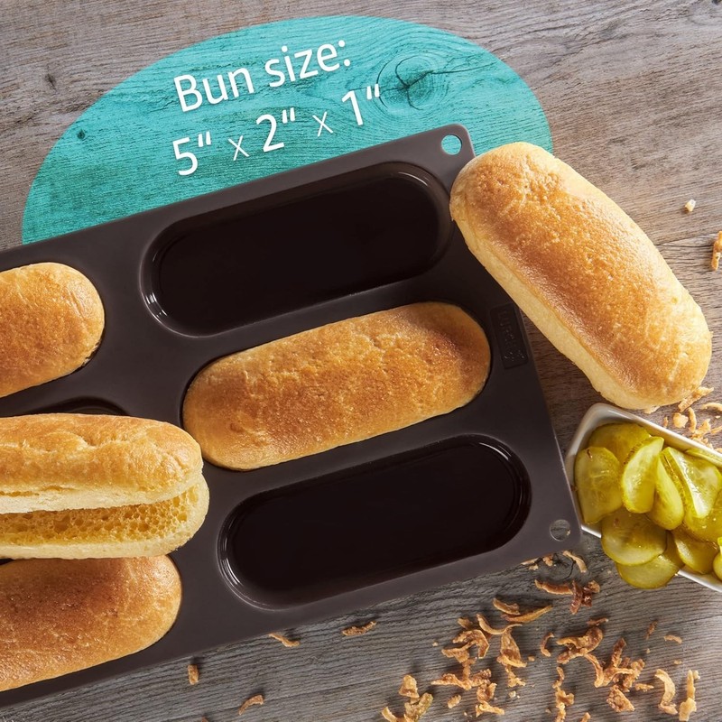 Silicone Hot Dog Buns Mold | Non-Stick Baking Pan gallery
