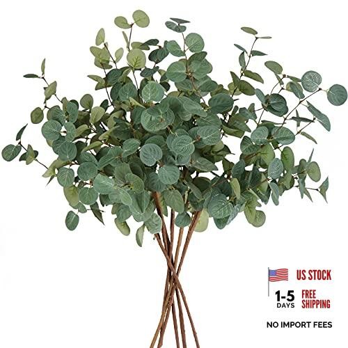 6Pcs Artificial Eucalyptus Stems Greenery Stems 24″ Tall Fake Plants Decor