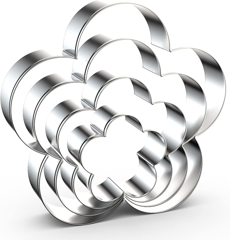 Plum Blossom Flower Cookie Cutter Set – 5 Inch, 4 Inch, 3 Inch, 2 Inch – Five Pe