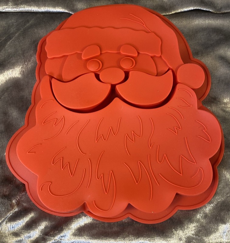 Celebrate it Christmas Santa Clause Silicone Cake Mold Red 8 1/2" X 9" X 1 1/4" gallery