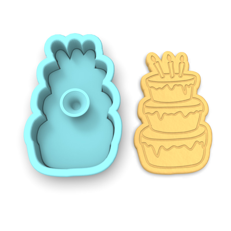 Birthday Cake Tier 3 Cookie Cutter & Stamp | Happy Birthday Cupcake Kid Child gallery