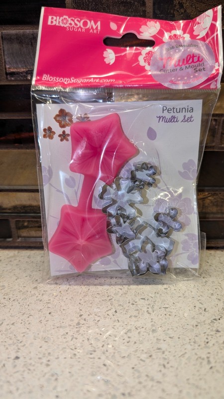 NEW Sealed-Blossom Sugar Art Petunia Multi Stainless Cutter & Silicone Mold Set