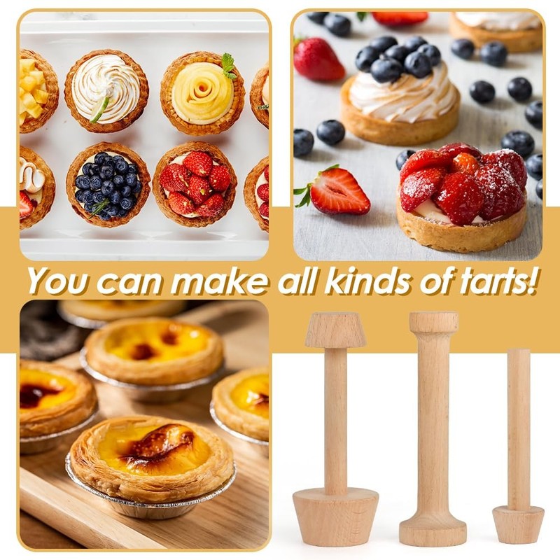 Cyimi 3 Pcs Wooden Tart Tamper Large, Middle, Small, Set of 3 gallery