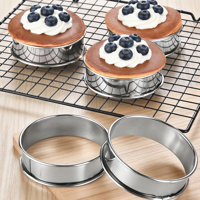 16packs English Muffin Rings Crumpet Rings 4 Inch Stainless Steel Double Roll... gallery