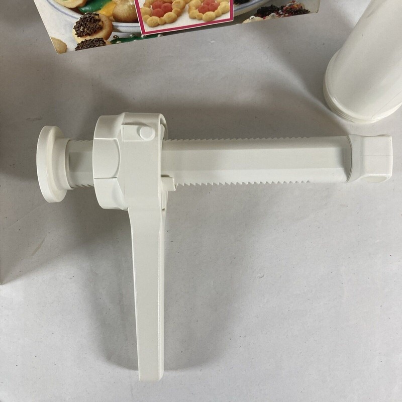 Hutzler Gerda Cookie Press & Food Decorator Easy Action Shapes Two Tone Vtg NOS gallery