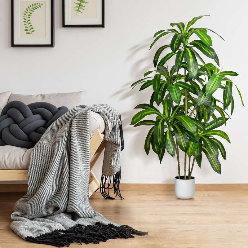 Zinloo Artificial Dracaena Tree 5Ft Artificial Indoor Tree Large Indoor Plant gallery