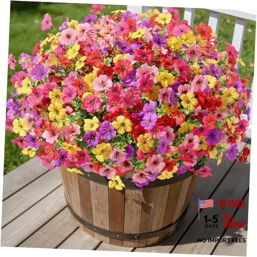 Bundles Artificial Flowers for Outdoors 24 Red Rose Purple Yellow Pink