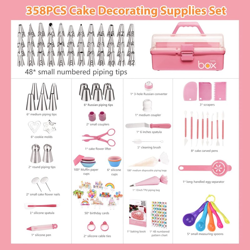 Cake Decorating Supplies Tools Kit: 358pcs Baking Accessories with Storage Ca... gallery
