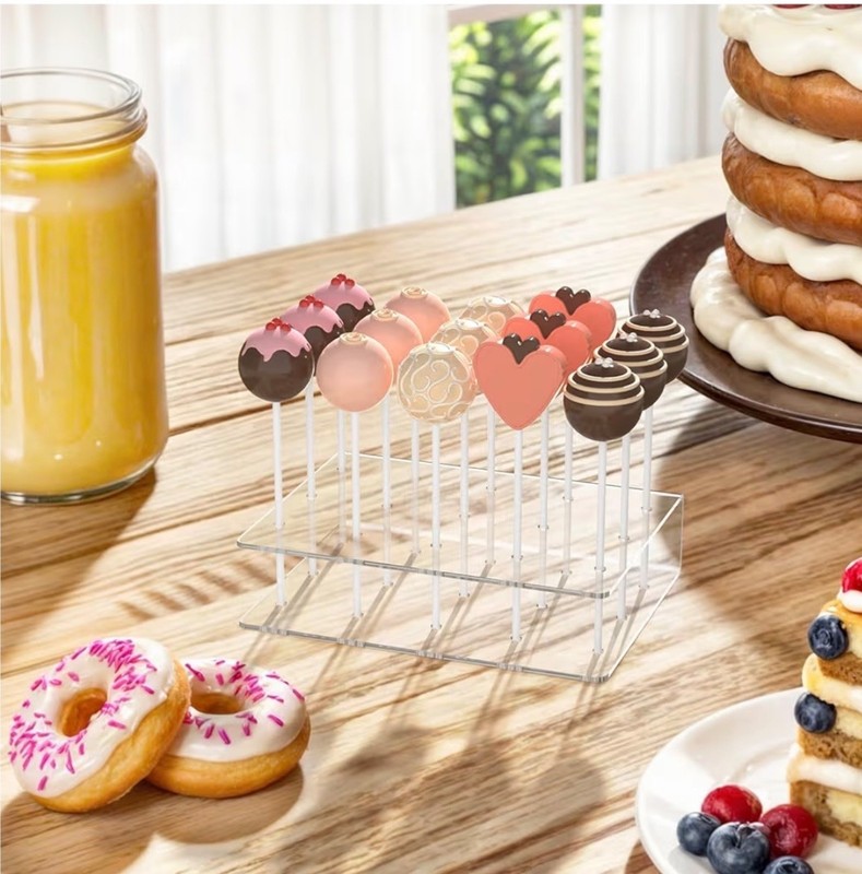 2 Pack Cake Pop Stand Kit Acrylic Display Holder 15 Holes with 100 Sticks & Wrap gallery