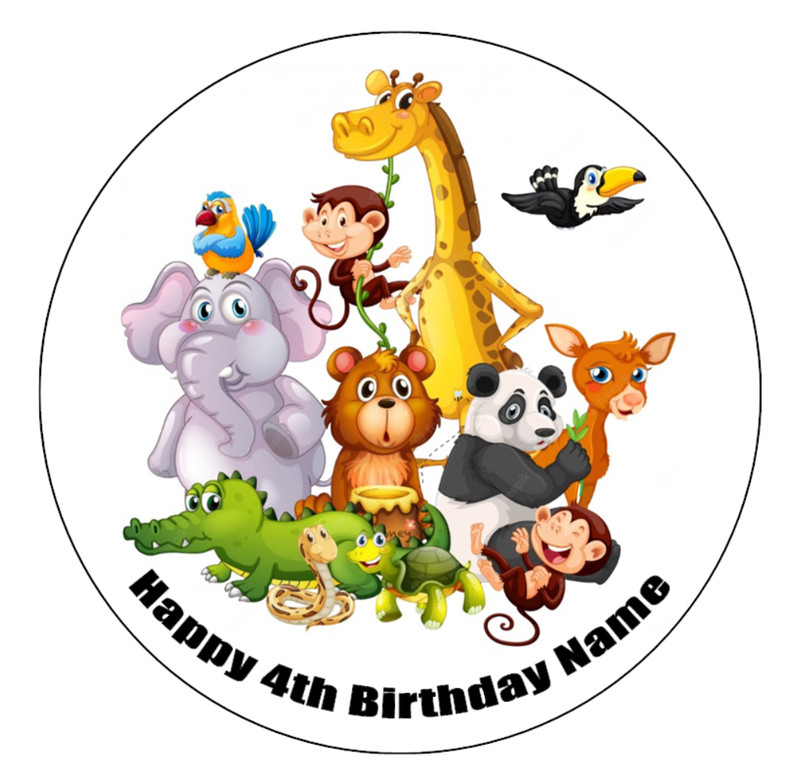 Jungle Animal Cake Topper Edible Icing Birthday Cake Decorations (5 Designs) #02 gallery