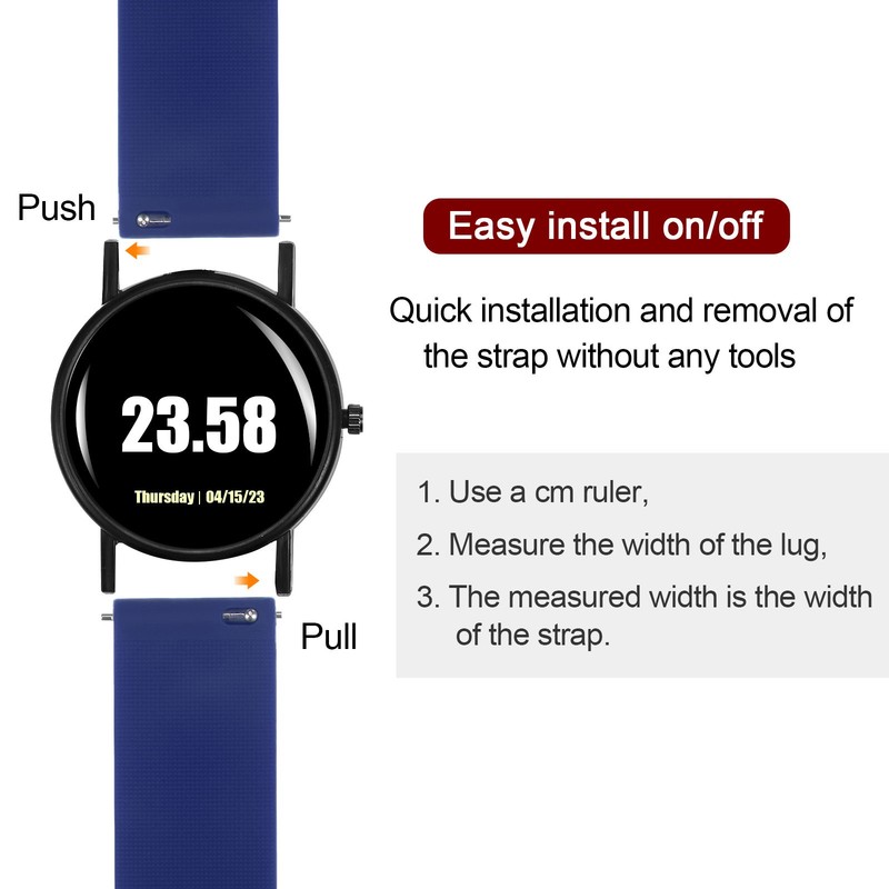 16mm Quick Release Silicone Watch Strap with Black Buckle for Dark Blue gallery