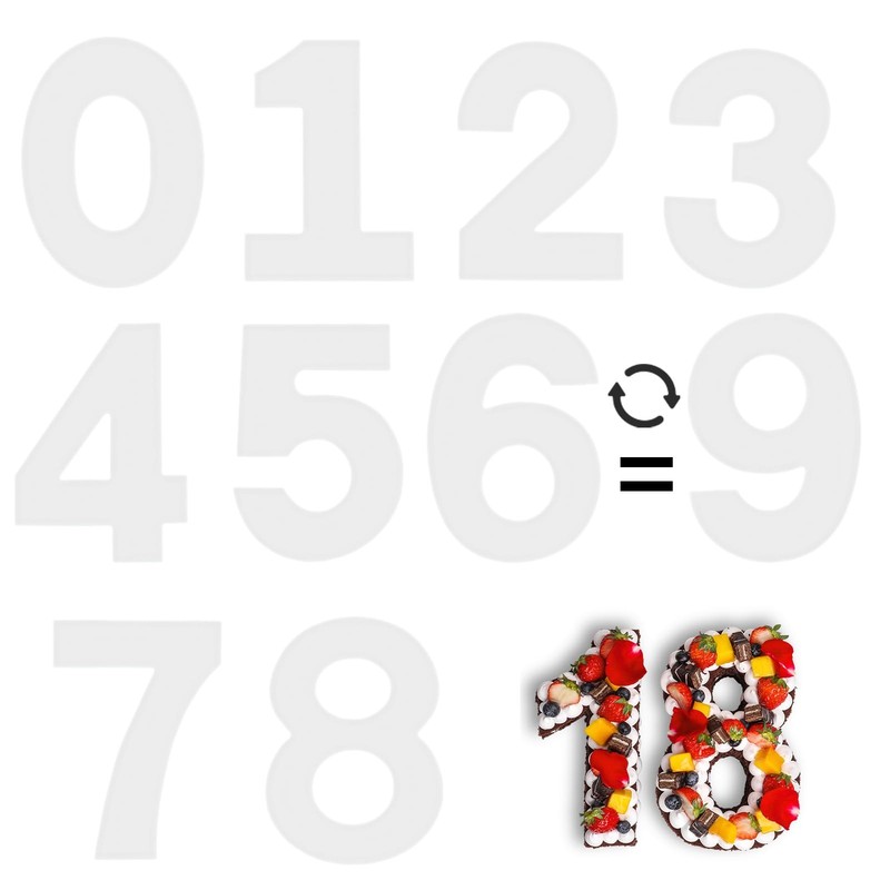 12 Inch Number Cake Mold Baking Forms Moulds,9 Pieces 0-8 Cake Number Stencil…