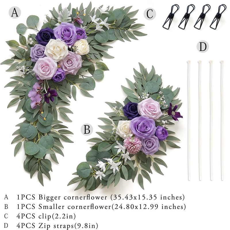 Olalaka Faux Flower Swag Set Of 2 For Wedding Welcome Signs Floral Decorations gallery