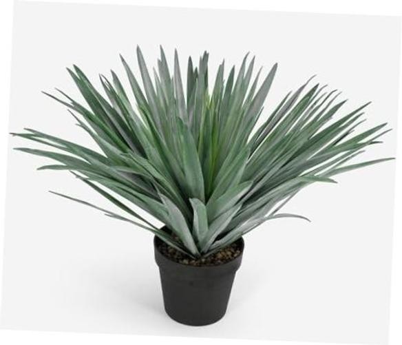 27 Inches Tall Artificial Agave Plant in Black Pot with Real Stone Pebbles,