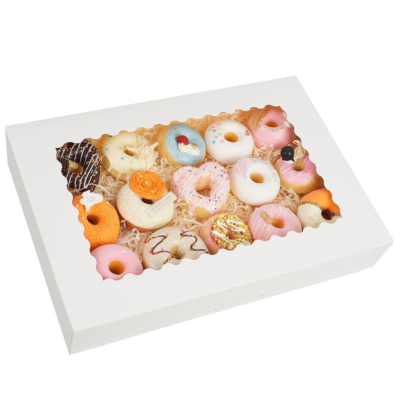 40pcs Large Bakery Boxes, 16x11x2.5 Inches Auto-Popup Cookie Boxes with Windo…