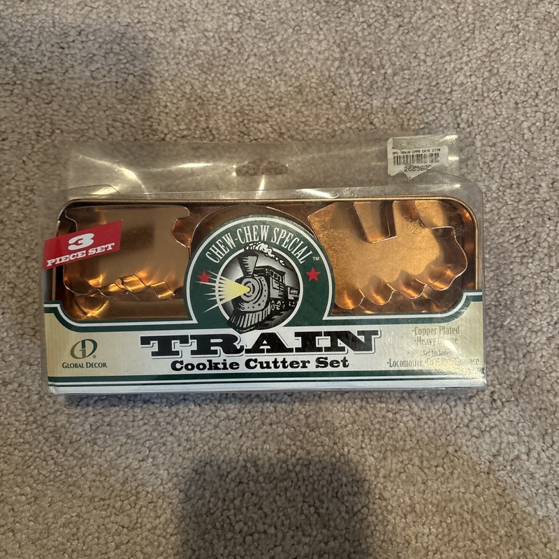Global Decor Chew Chew Special Train Cookie Cutter 3 Piece Copper Plated Set