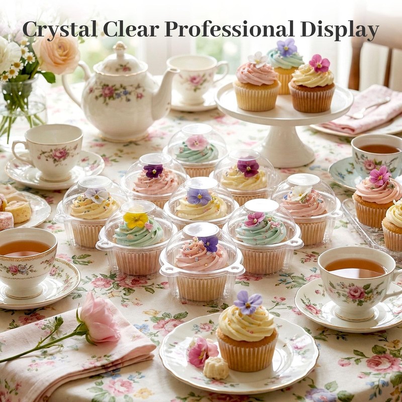 Envases individuales para cupcakes con tapa, de plástico transparente. gallery