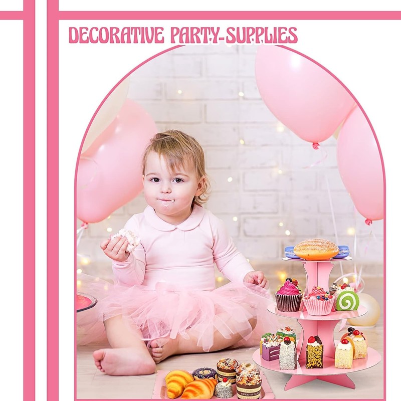7 Pcs Dessert Table Display Set 3-Tier Cupcake Stand 1-Tier Cup Cake Display gallery