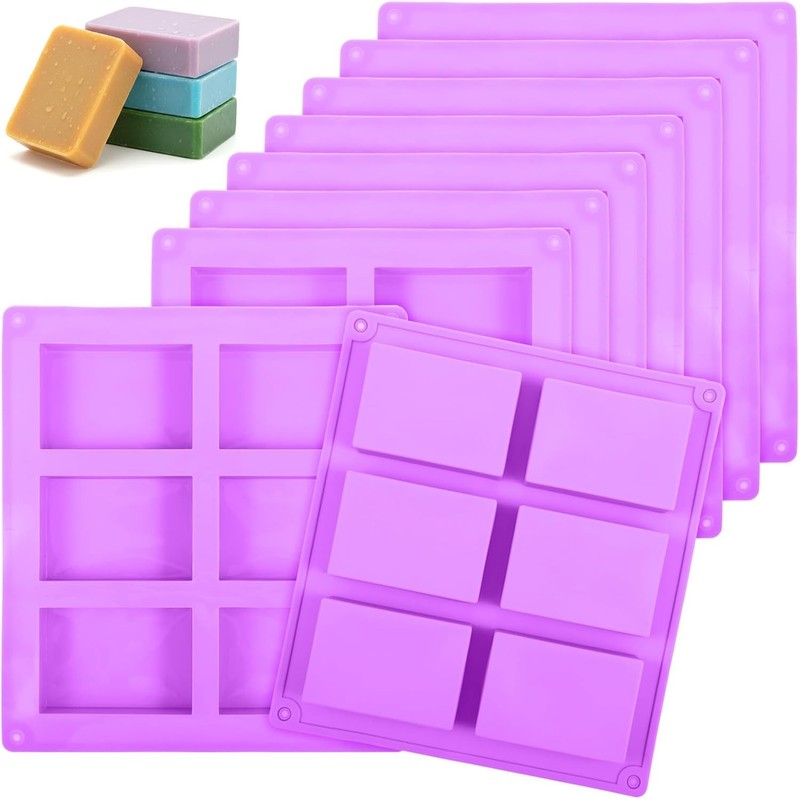9 PCS Silicone Soap Molds 6 Cavity Soaps Molds for Soap Making Square Mold for