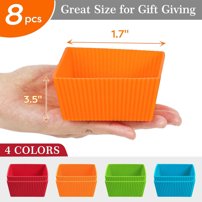 3.5 Inch Jumbo Baking Cups Reusable Silicone Square Cupcake Liners Non-stick Muf gallery