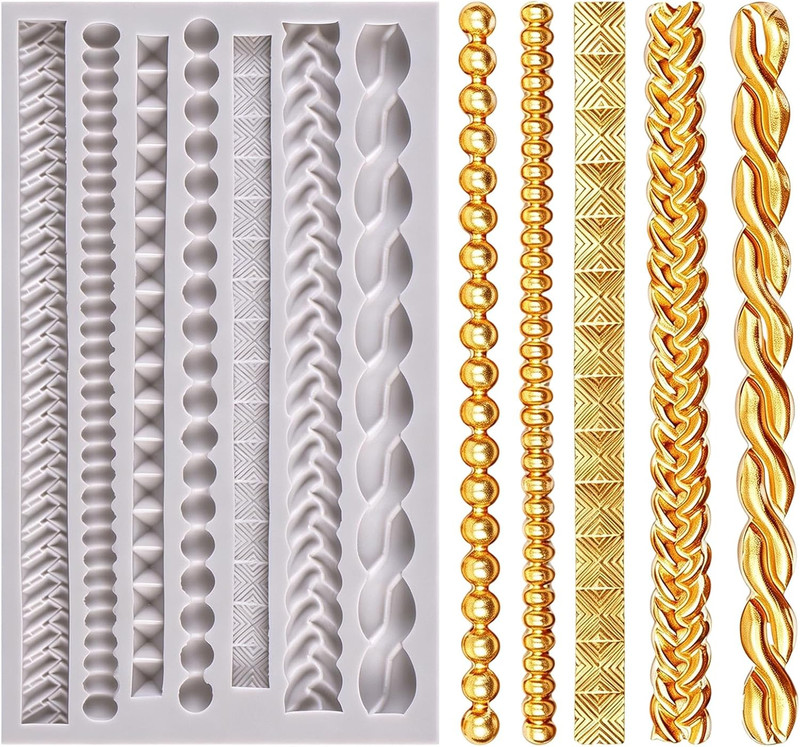 Silicone Cake Border Mold for Fondant Gum Paste Resin Clay 7.48 Inch Border