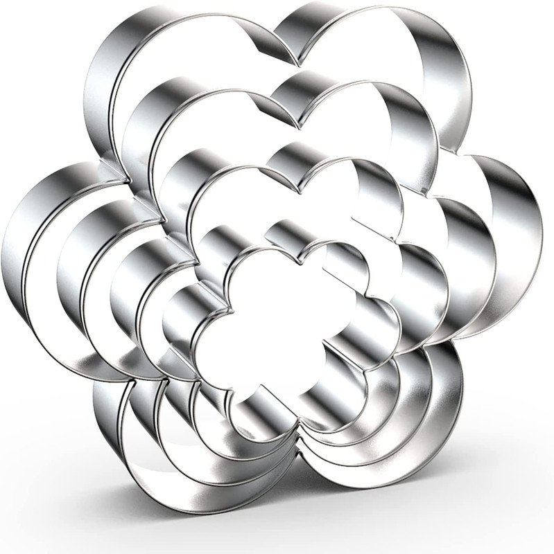 Scallop Flower Cookie Cutter Set Large – 5 Inch, 4 Inch, 3 Inch, 2 Inch – Six Pe