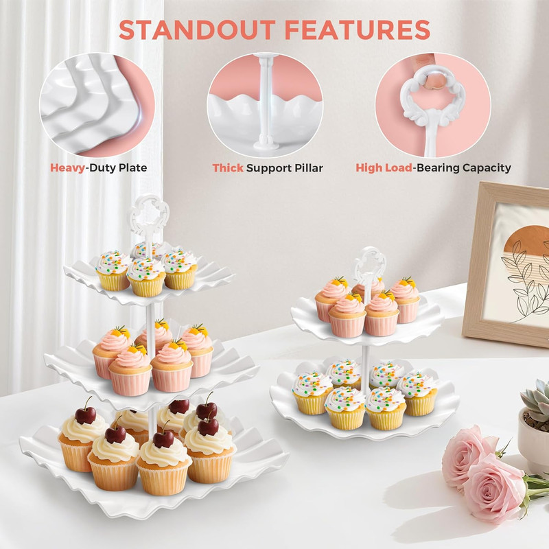 12Pcs Dessert Table Display Set, Cupcake Stand, 3-Tier Cup Cake Tower Stands & 2 gallery