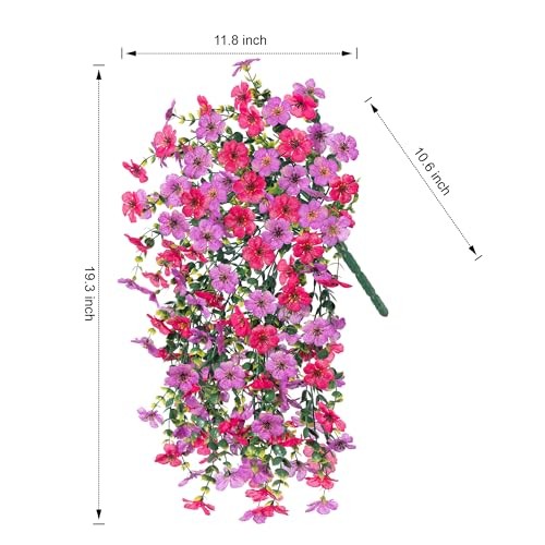 Artificial Faux Hanging Flowers Plants for Outdoor Decor, 2 PCS Purplehotpink gallery
