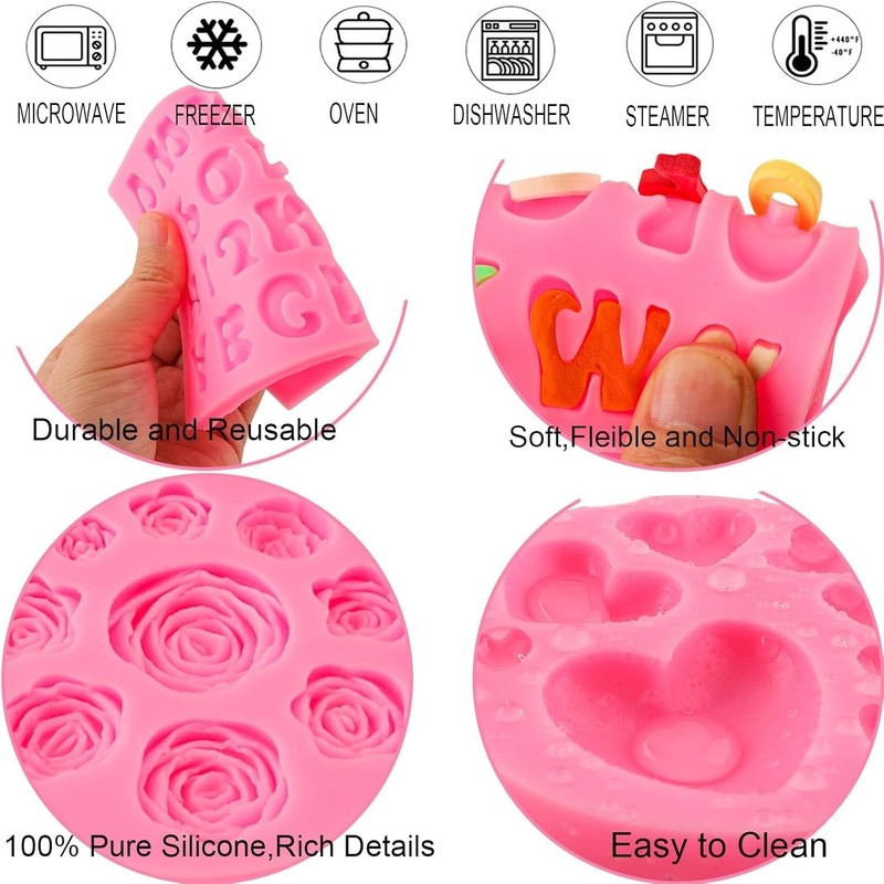 Letter Molds Alphabet Molds 5pcs Letter Number Heart Shape Flower Silicone Mold gallery