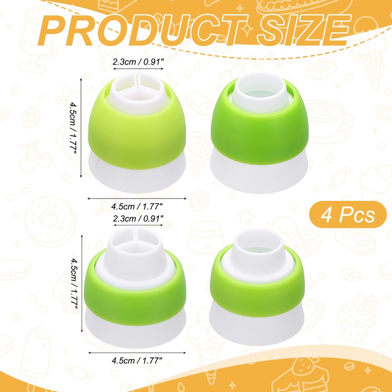 4 Pcs Piping Tip Coupler Plastic 3 and 1 Color Couplers for Russian, Green gallery