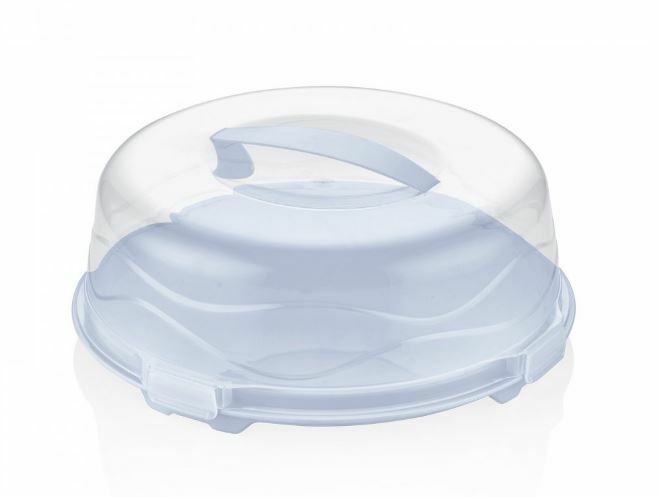 2 x Large Round Cake Plastic Storage Tray Container Lockable Lid Cover gallery