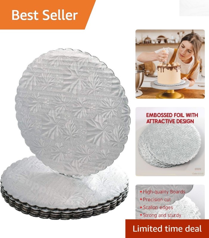 Elegant 6-Inch Silver Round Scalloped Cake Board, Pack of 6 – Perfect for Events