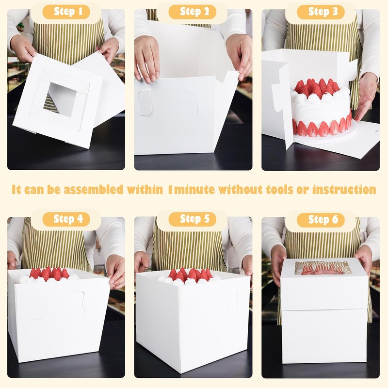 10x10x10 Inches Cake Boxes with Cake Boards 10 Pack Premium Tall Cheesecake B... gallery