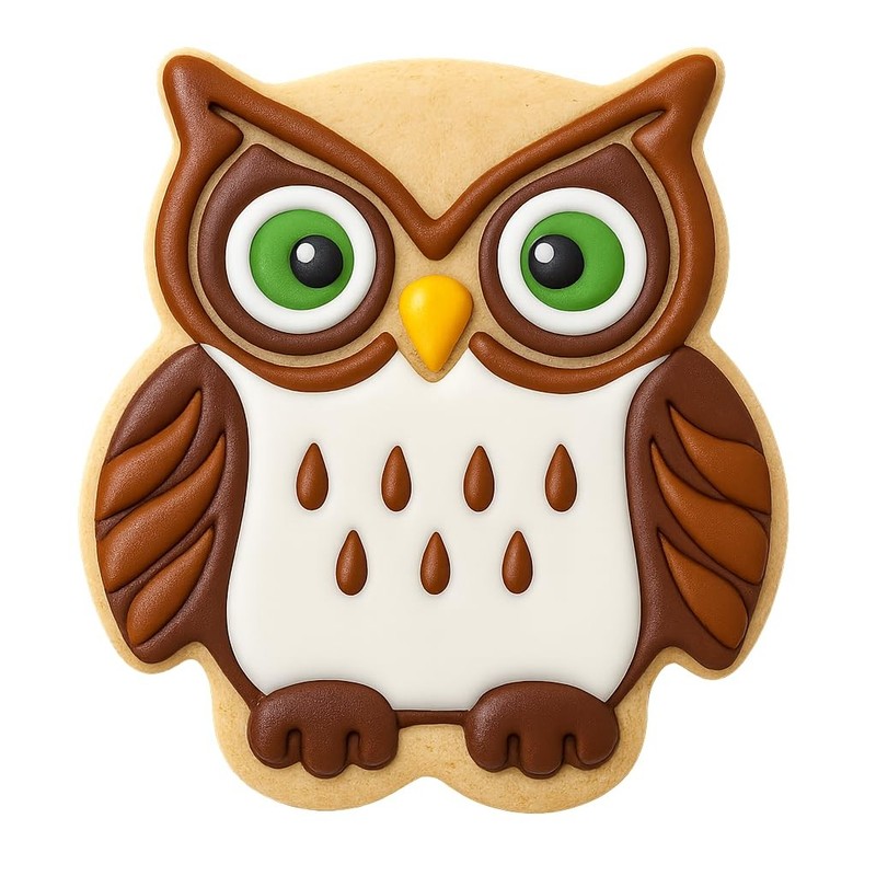 Wise Owl Cookie Cutter & Stamp 4x3.53" for Baking Fondant Clay Embosser Gifts gallery