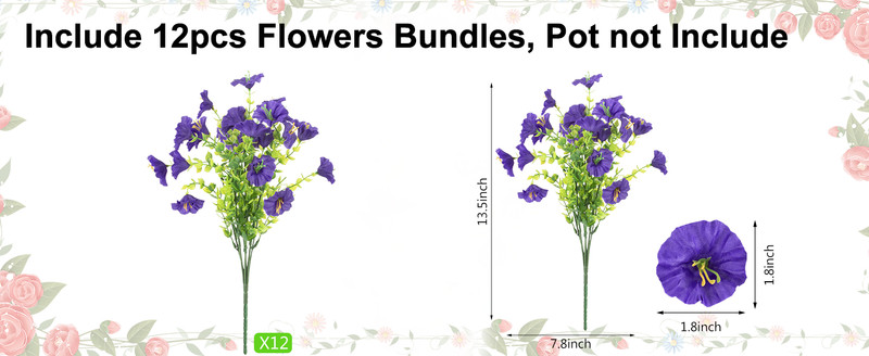 12 Bundles Artificial Flowers for Outdoors Decorat, Faux Silk gallery