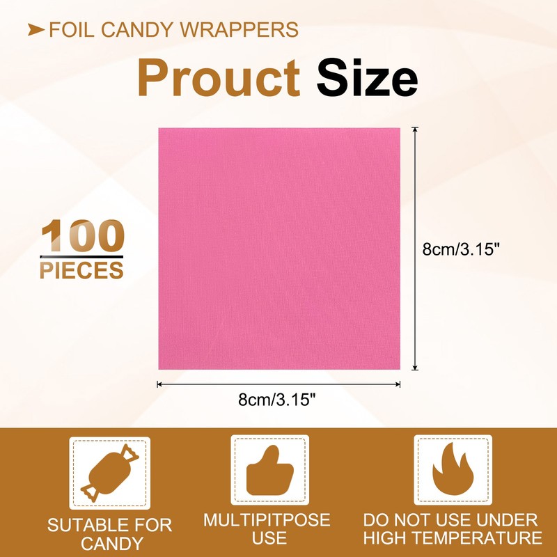 Foil Candy Wrappers 3x3 Inch 100Pcs, Pink Fine Grid Paper for DIY Chocolate gallery