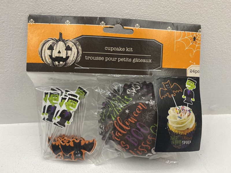 Halloween Cupcake Kit Liners And Picks 24 Peice Frankenstein Bat