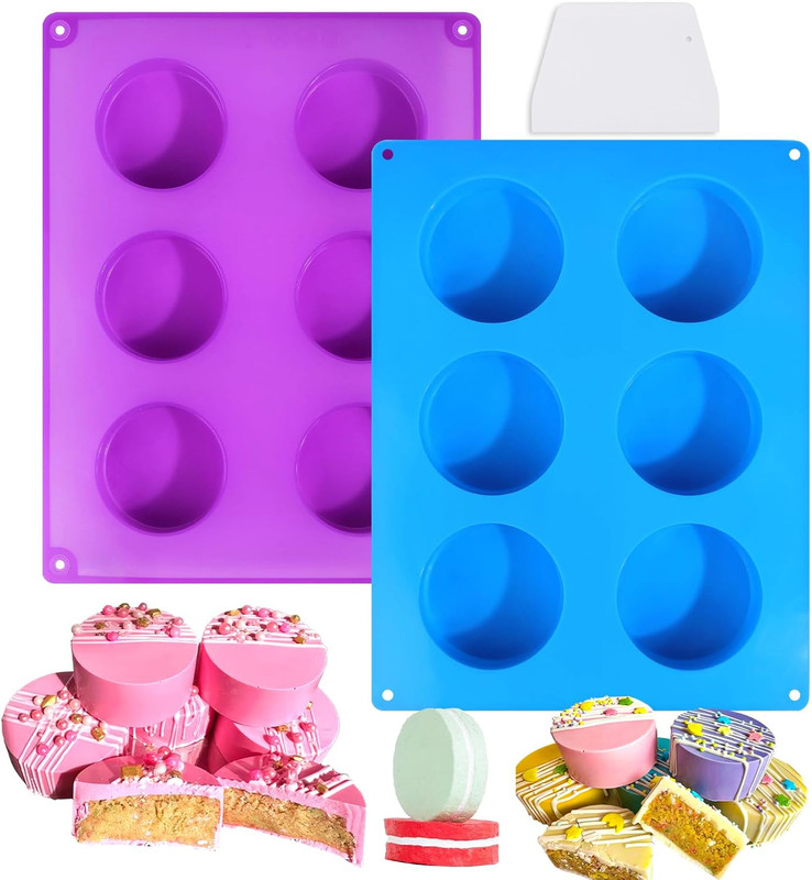 Silicone Cake Puck Mold Set,Chocolate Covered Flat Cake Pop Mold for Cookie Cand