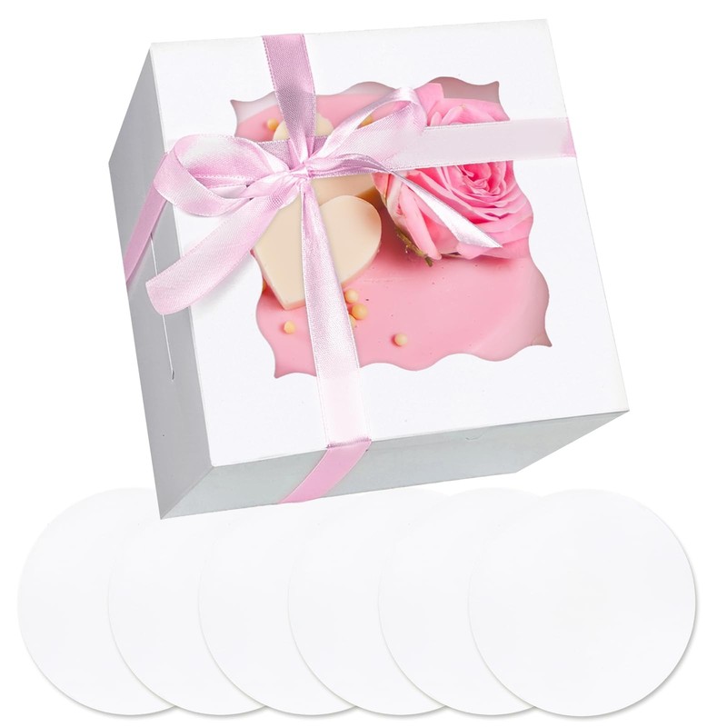 36pcs 6x6x5 Inches with Window 18-Packs White 6 Inch Bakery Boxes (18 Cake Bo…